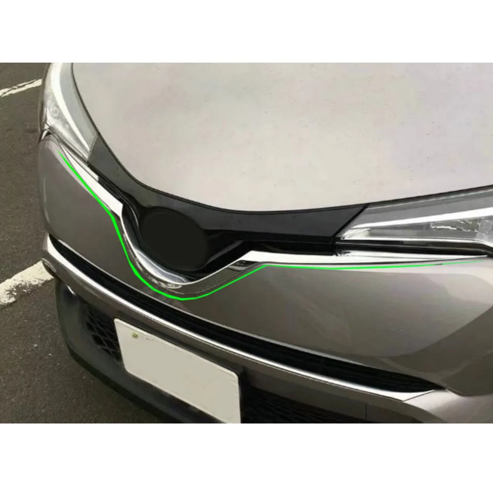 For Toyota C-HR CHR 2017 2018 2019 2020 2021 Cover Detector ABS Chrome/Carbon Fiber Trim Front Up Grid Grill Grille Frame Stick