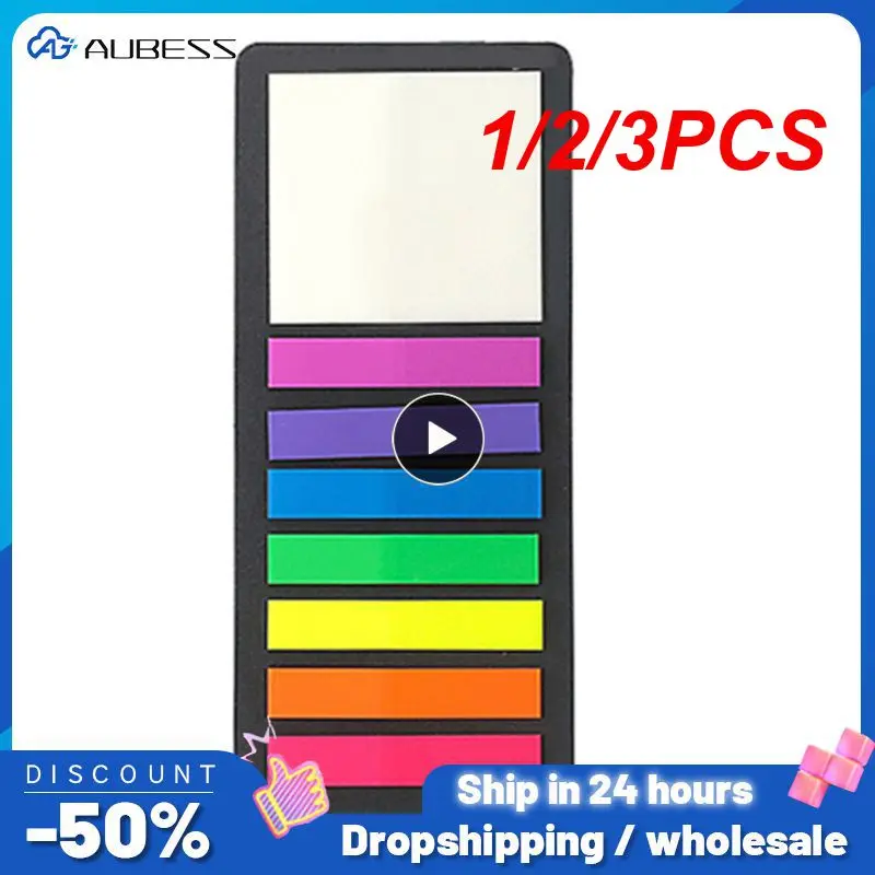 1/2/3PCS Sticky Bookmarks PVC Sticky Labels Lightweight No Trace  Fashion Fluorescent Self Sticky Notes Lined Memos Decor