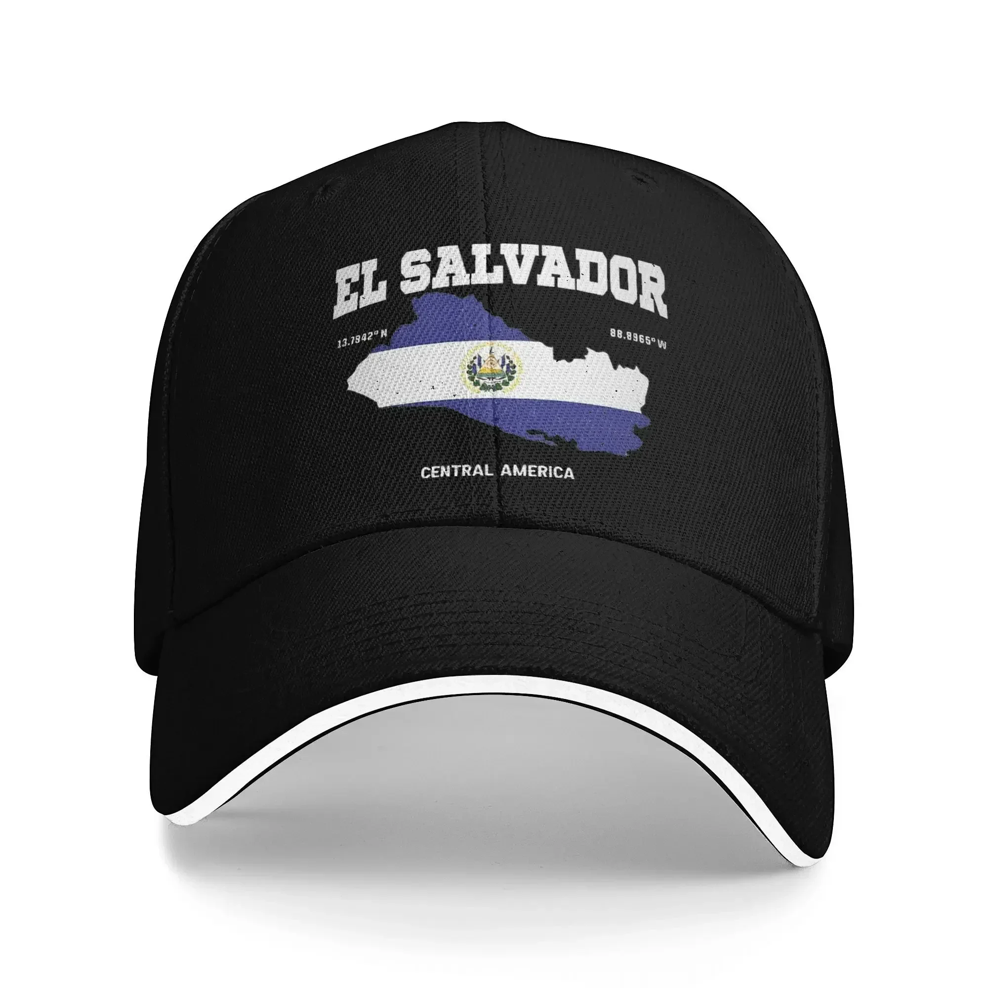 Bandera y mapa de Salvador, coordenadas de Salvador, gorra de béisbol para el sol, gorra de camionero para hombres y adultos, gorras de béisbol ajustables para gimnasio