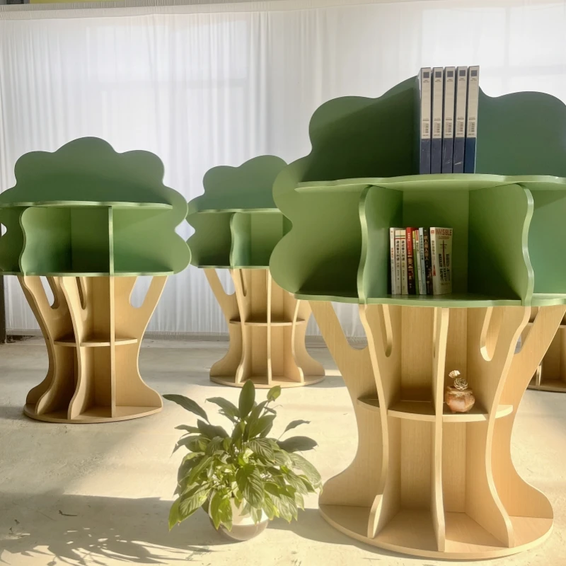 خزانة كتب حديثة متعددة الوظائف يمكن أن تكون أرفف مدرسية بتصميم على شكل شجرة لغرفة نوم الأطفال بشكل جميل