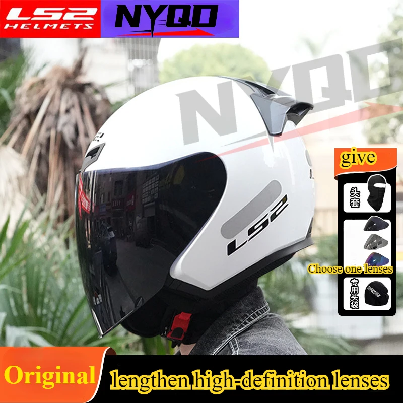 LS2 Original Motorcycle Helmet Men Summer Motobiker 3/4 Open Face Helmet Motorcyclist Helmet LS2 OF608 Jet Scooter Half Helmets