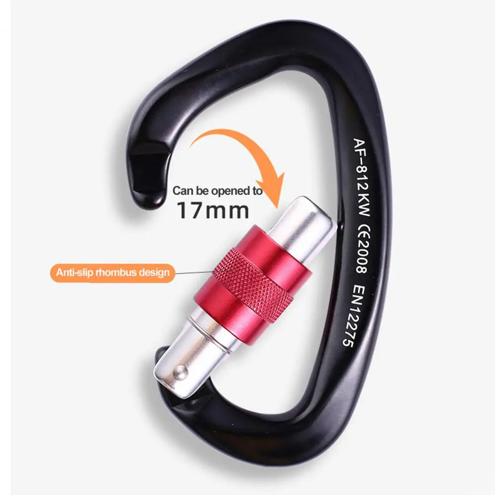 Carabiner with Screw Gate Heavy Duty Climbing Carabiner Screw Gate Locking 25kn Aviation Aluminum D-shaped Ring Outdoor Hiking