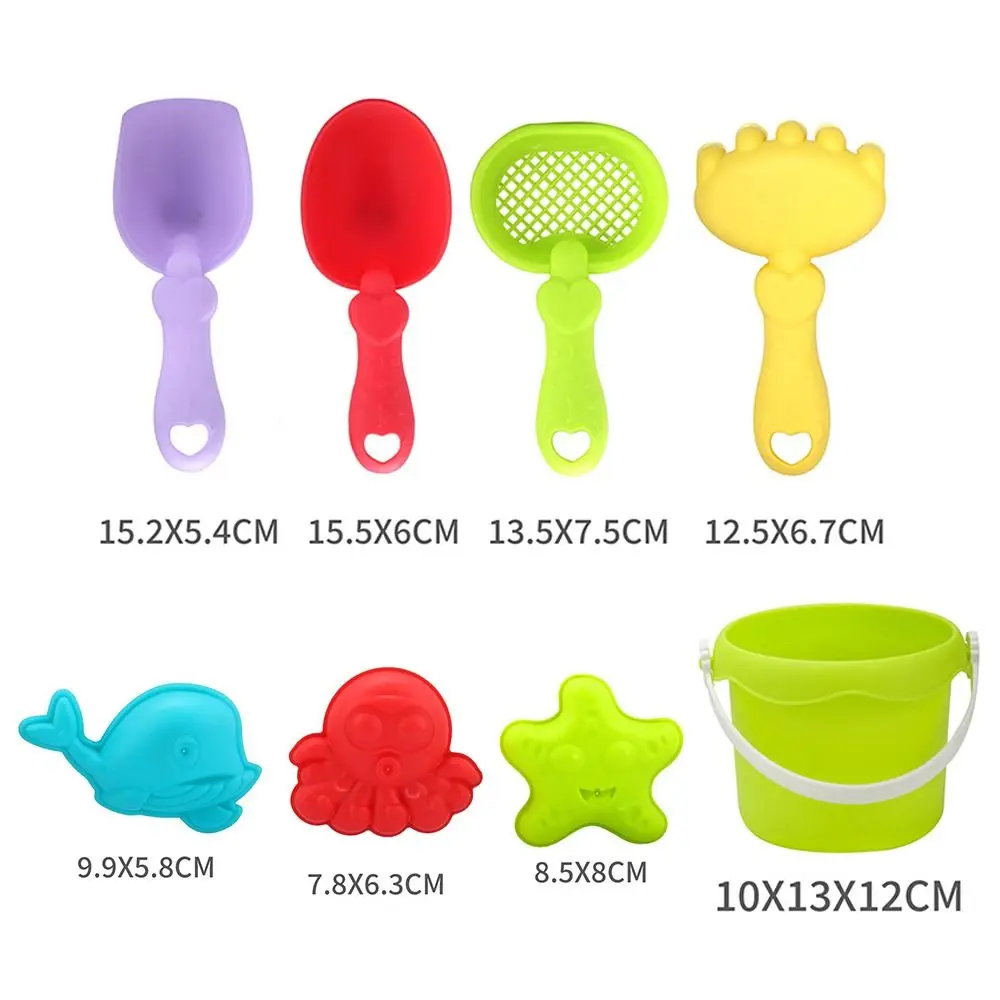 8 pièces ensemble en plastique plage sable jouets étoile de mer baleine moule 3-10 âge gamme poulpe sable moules avec seau pelle tamis jouet