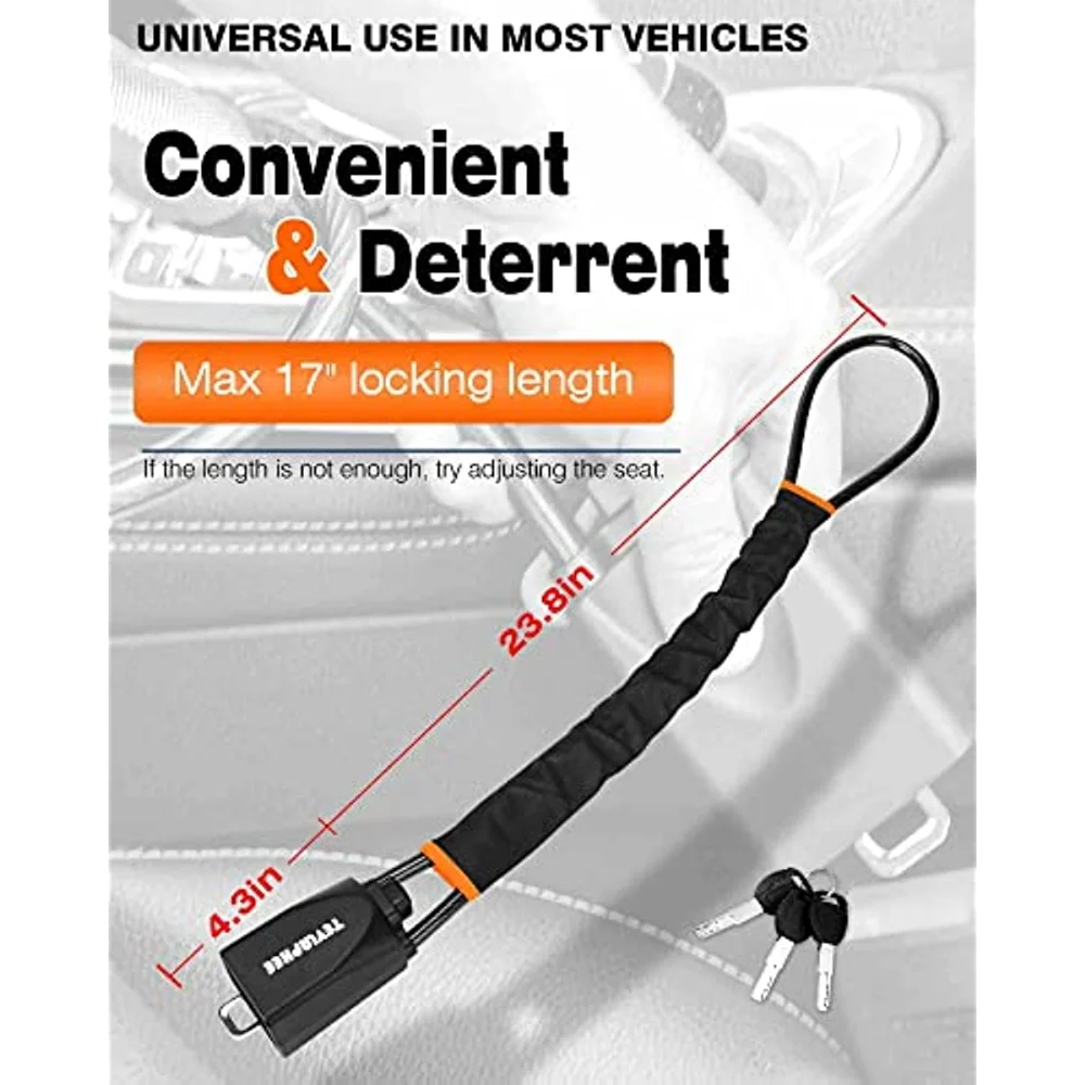 Steering Wheel Lock Seat Belt Lock Universal Anti Theft Car Device Car Lock Car Theft Prevention with 3 Keys