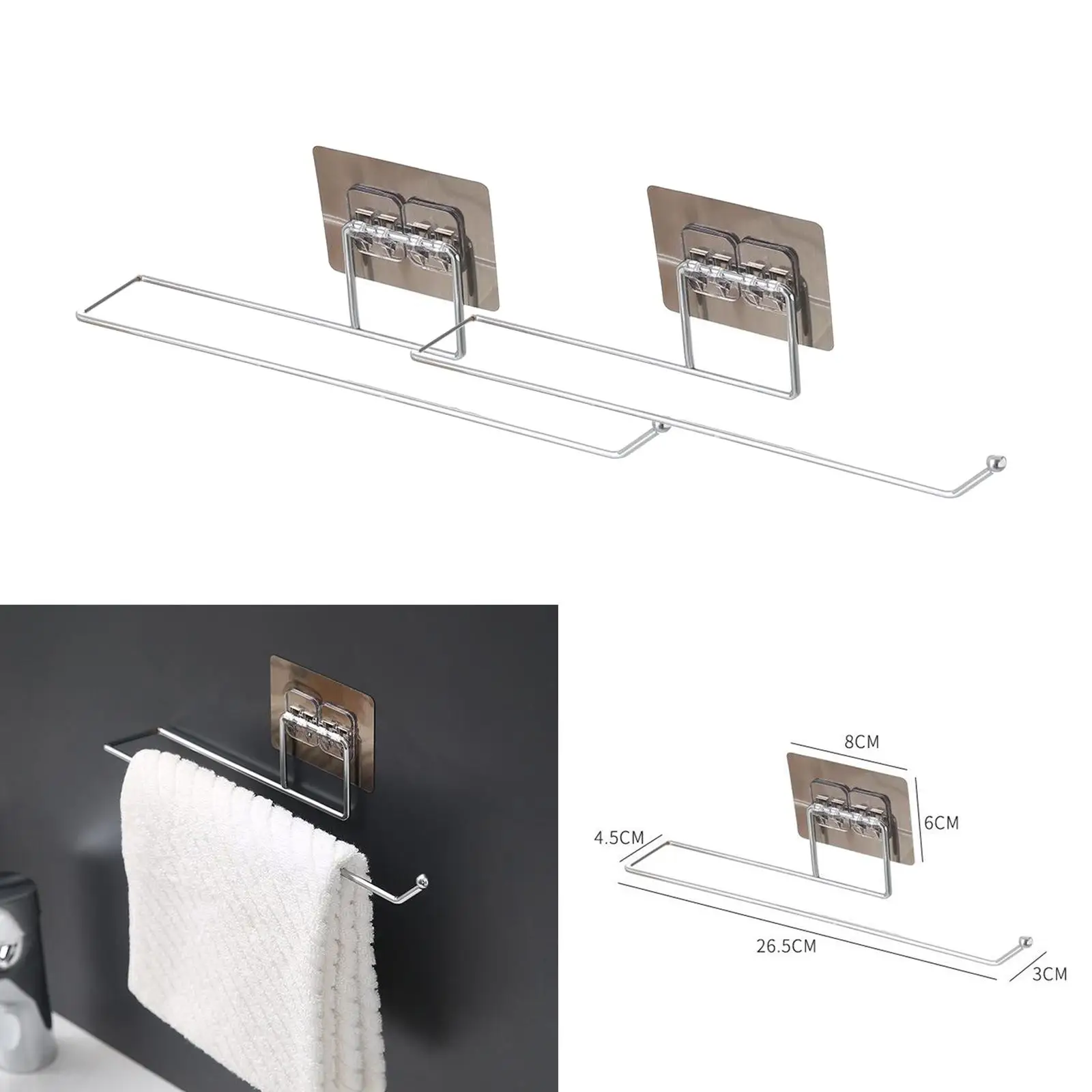 2Pcs Bathroom Paper Towel Holder Stainless Steel Self under Cabinet