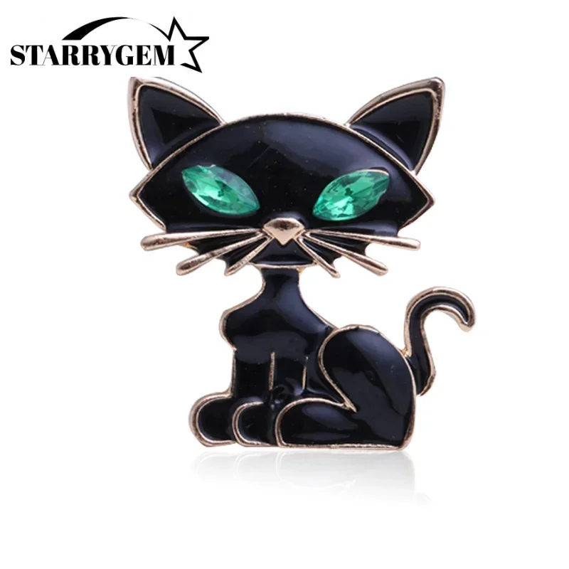 Enamel Cat Brooches for Women Unisex 2-color Cat Pin Casual Party Family Friend Gift Accessories