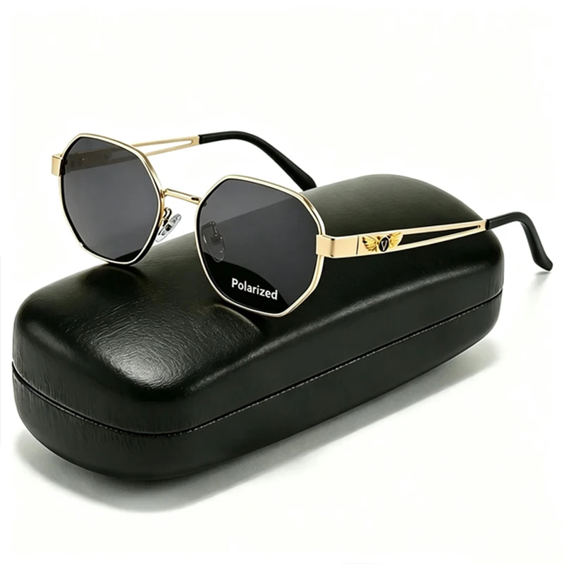 Modische kleine polygonale polarisierte Sonnenbrille für Damen und Herren, Metall-UV400-Sonnenbrille, blendfreie Schutzbrille, Fahrbrille für Herren, 2026