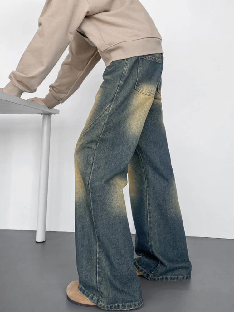 

Мужские джинсы в стиле ретро в американском стиле, свободные повседневные брюки с прямыми штанинами, тяжелые зимние модные брендовые LPZ на молнии средней длины...