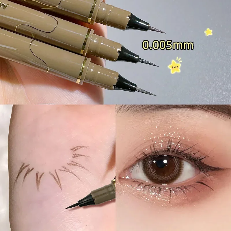 1pc Waterproof Quick Dry Liquid Eyeliner Pen Ultra-fine Matte Finish Smudge-proof Beauty Eye Makeup Black/Brown Options