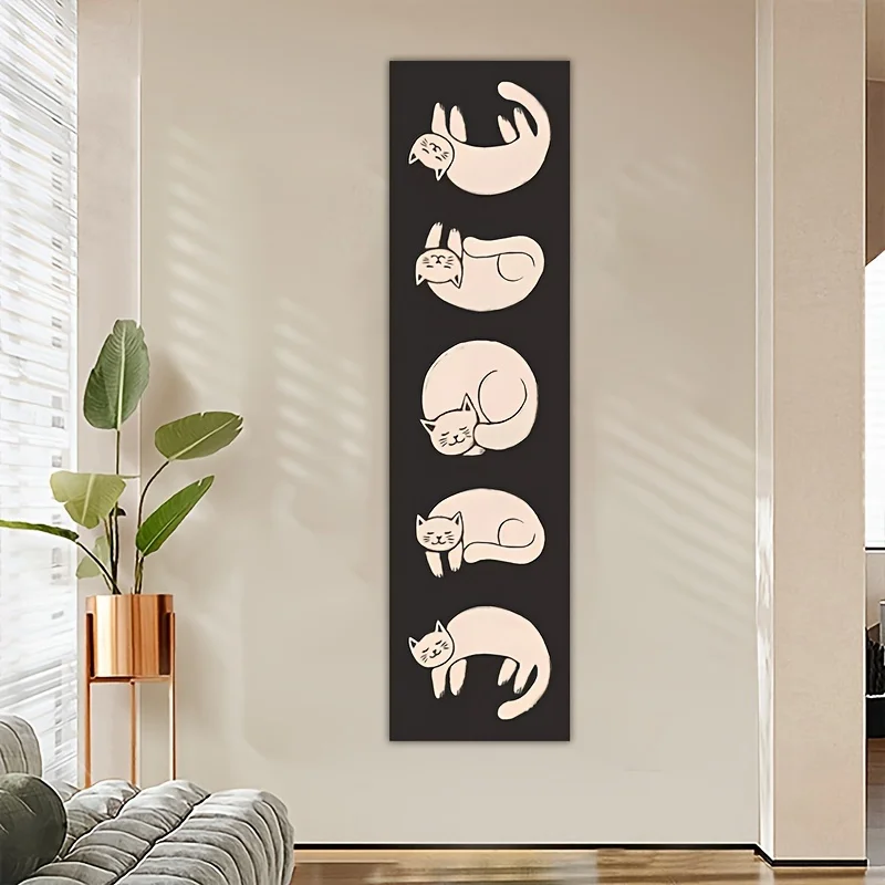 VIKAMA Wandteppich mit geheimnisvollem Mondphasen-Katzenmuster, Schlafzimmer-Kunstdekoration, Schlafzimmer, Büro, Wohnzimmer, Gaming-Raum, Heimdekoration