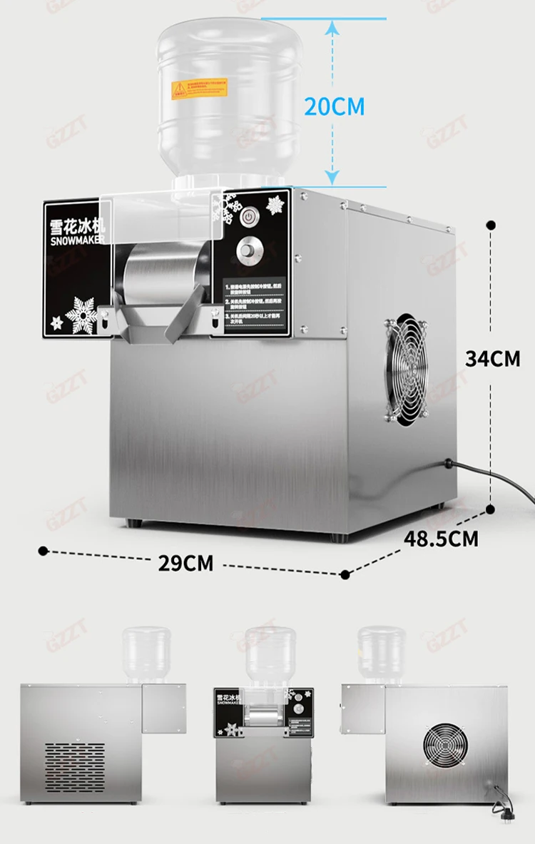 GZZT-Máquina de Gelo Floco de Neve refrigerada a ar, 120kg, 24h, 110V, 220V, Bingsu Smoothie Crusher, Pequeno, Contínuo, Coreano