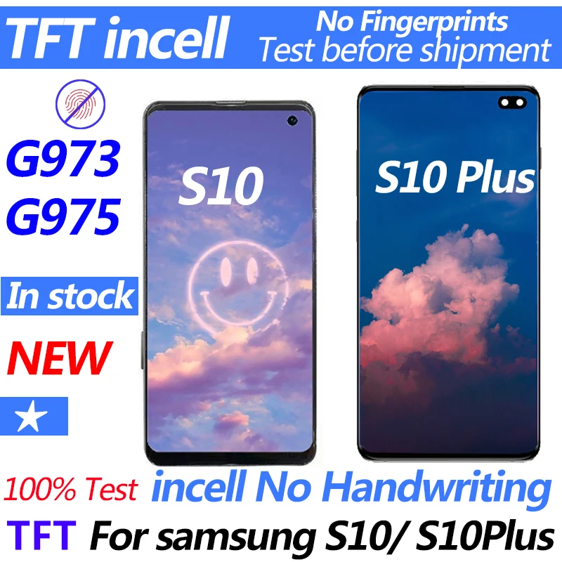 Top 100%TFT S10 incell Frontal LCD For Samsung galaxy S10 plus G973 SM-G975 Display and Panel Touch Screen Digitizer Replacement