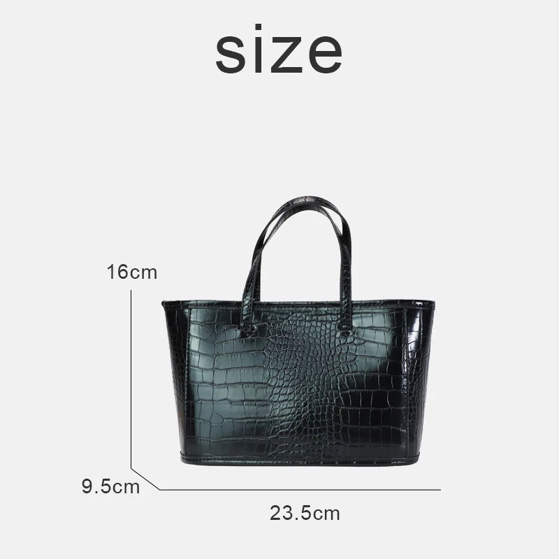 Korean Tote Bags For Women Luxury Designer Handbags And Purses 2024 New In PU Glossy Crocodile Pattern Top Handle Small Shoulder