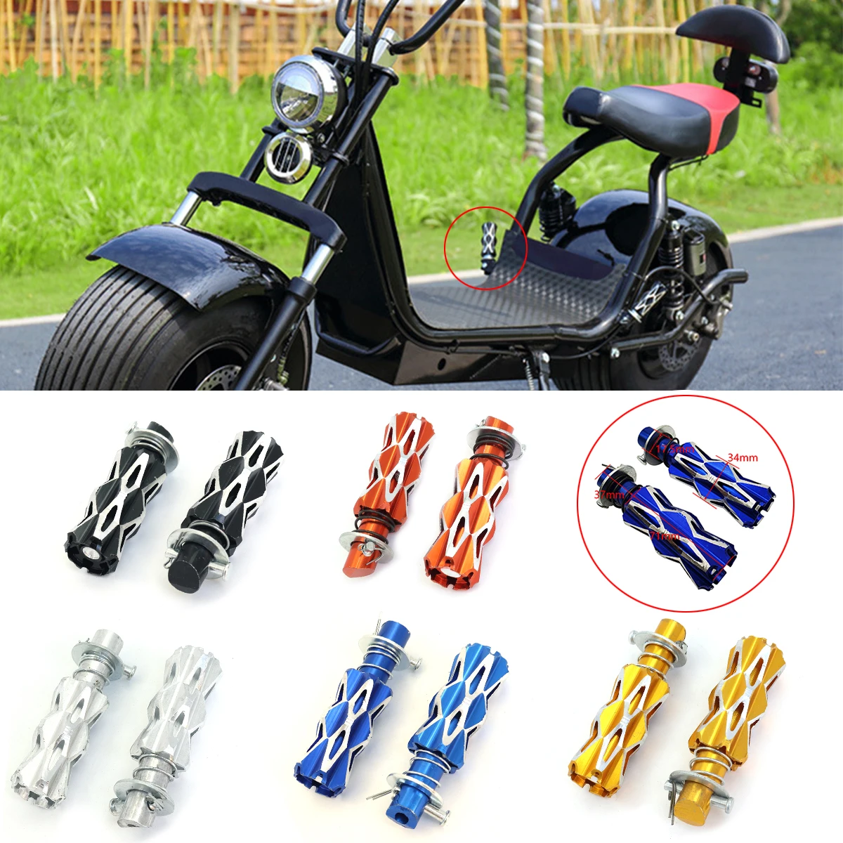 Electric Scooter Aluminum Alloy Pedal Retrofit Accessories With Pedal Bracket For Halei Electric Scooter Citycoco Scooter Parts