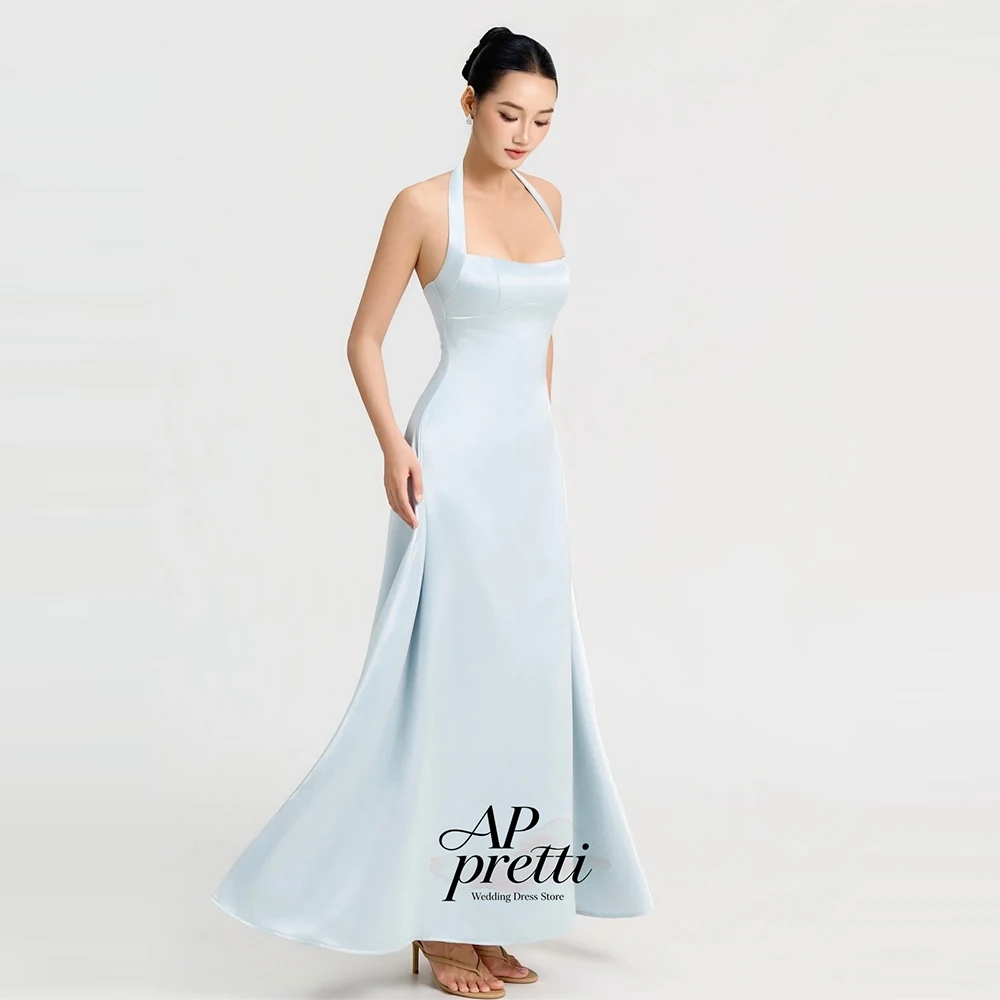 AP pretti Sweet Soft Satin Bridesmaid Dresses Square Neck Customized Sleeveless A-line Ankle-Length Wedding Guest Dresses