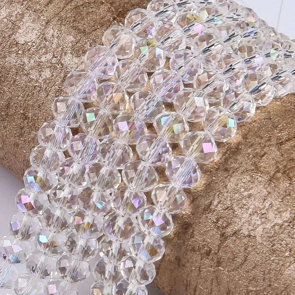 Crystal Spacer Bead Faceted Rondelle Glass Beads Jewelry Making Assorted Jewelry Beads for Bracelets Necklaces Accessories