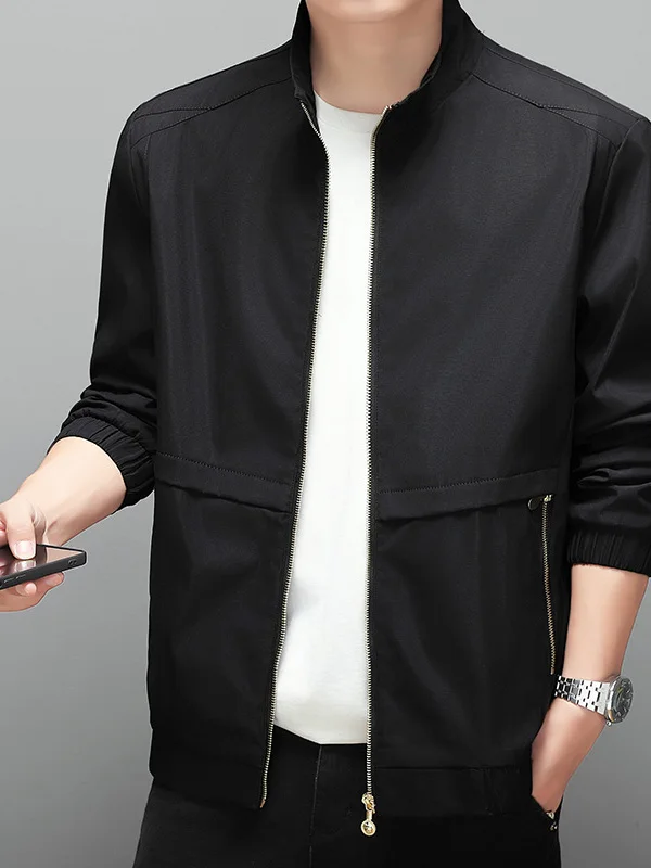 

Новое мужское пальто с бейсбольным воротником Jaet, повседневное модное пальто на весну и осень, украшенное молнией, свободное длинное пальто из полиэфирного волокна