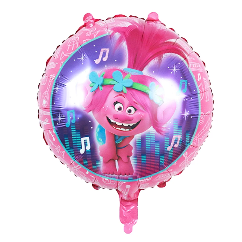 10 Uds. Globos de helio de aluminio de dibujos animados de Disney Trolls de 18 pulgadas decoración de Fiesta Temática de cumpleaños Baby Shower juguetes para niños Globos suministros
