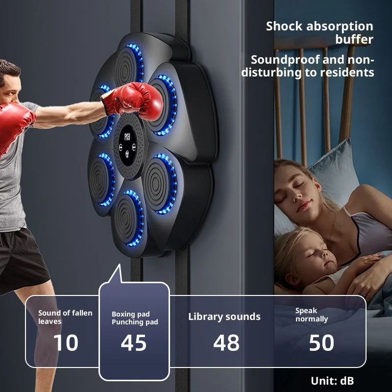 Smart LED Music Boxing Trainer Wall Hanging Boxing Target Home Fitness Reaction Training Machine view 2
