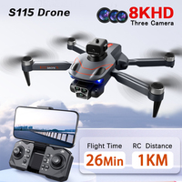 S115 RC Drone Brushless Motor 8K HD Three ESC Camera Optical Flow 360° Obstacle Avoidance Drones Foldable Quadcopter Boy Toys