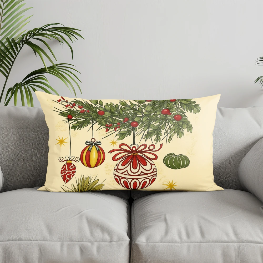 ديكور المنزل شجرة عيد الميلاد نمط وسادة غطاء مناسبة ل أريكة غرفة نوم سيارة وسادة غطاء وسادة مستطيلة الظهر وسادة #5