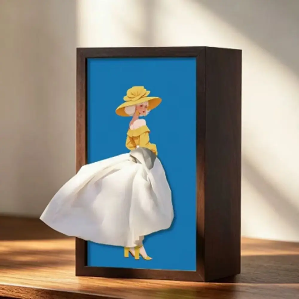 Wooden Desktop Ballet Tissue Box Luxury Art Unique Napkin Holder Ballerina Skirt Soaring Skirt Skirt Tissue Box Bedroom Table