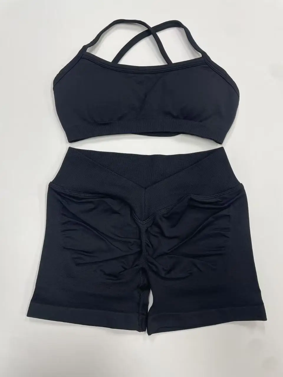 2 Pieces Set For Woman Clothes Seamless Scrunch Yoga Shorts Set Backless ktp Sports Bra Fitness Workout Top Gym Set Outfits