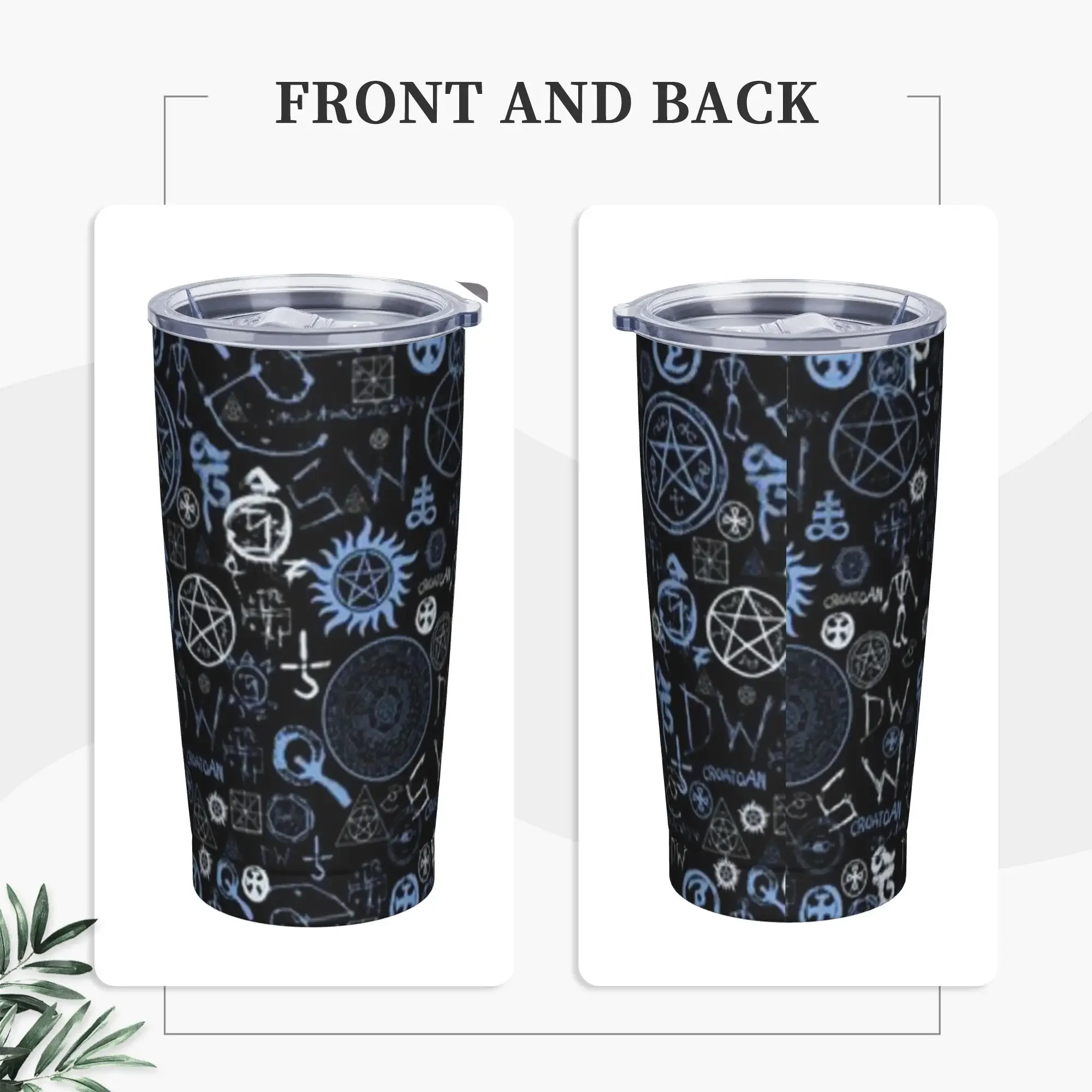 Supernatural Symbols Pattern Tumbler Vacuum Insulated  Thermal Cup Stainless Steel Smoothie Tea Mugs Water Bottle, 20oz