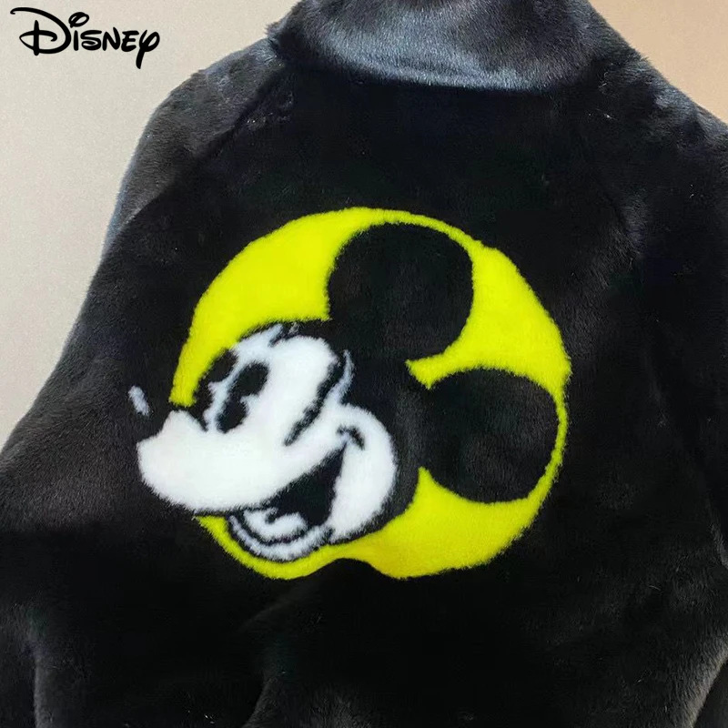 Imagem -05 - Cabolsas de Inverno Bordados Disney-mickey Mouse Cabelo Imitado de Coelho Top Algodão Cabolsas Casuais Soltos Moda Nova Chegada 2023