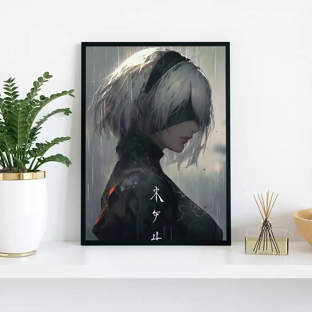 Silver hair YoRHa 2B NieR Poster High Quality Dorm Living Room Aesthetic Wall Decoration Painting Stickers Gift