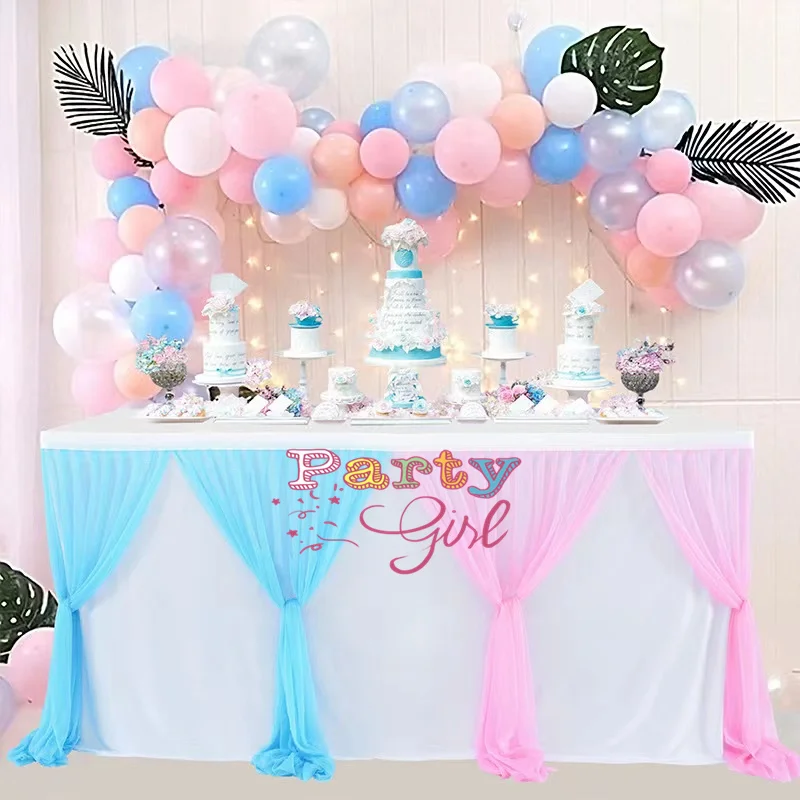 

Mix Color Tulle Table Skirt Wedding Birthday Party Cake Dessert Banquet Wedding Tablecloth Skirting Partys Home Hotel Decoration