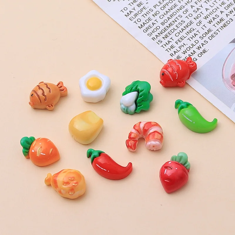 10pcs/lot Vegetables 3D Flatback Cabochon Planar Acrylic Resin Random Pattern Ornaments DIY Crafts Supplies Phone Shell Art