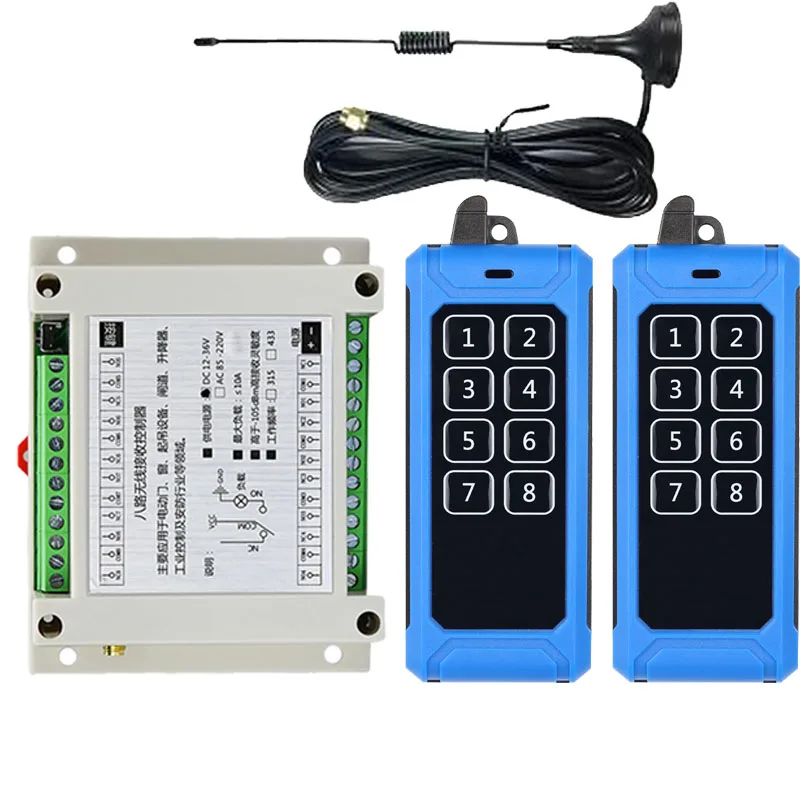 50-1000m DC12V 24V 36V 8CH 8 CH Wireless Remote Control LED Light Switch Relay Output Radio RF Transmitter And 433 MHz Receive