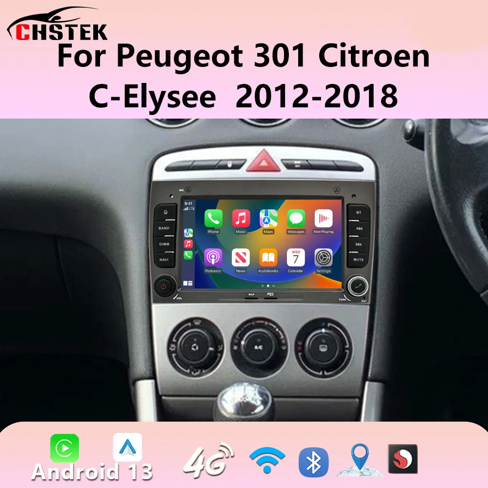 

CHSTEK Wireless CarPlay Android for Peugeot 308 408 T7 2007 2008-2019 WiFi GPS 4G BT Navigation Stereo Car Multimedia Player