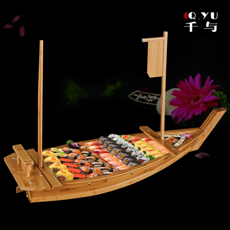 

Bamboo Dragon Boat Sashimi Sashimi Dry Ice Boat Buffet Seafood Platter Sushi Mendai Japanese Sushi Boat