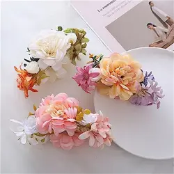 Romantic Flower Hair Clip Cloth Floral Hair Claw Bride Bridesmaid Hairpin Flower Clasp Headwear Women Party Wedding Headpiece