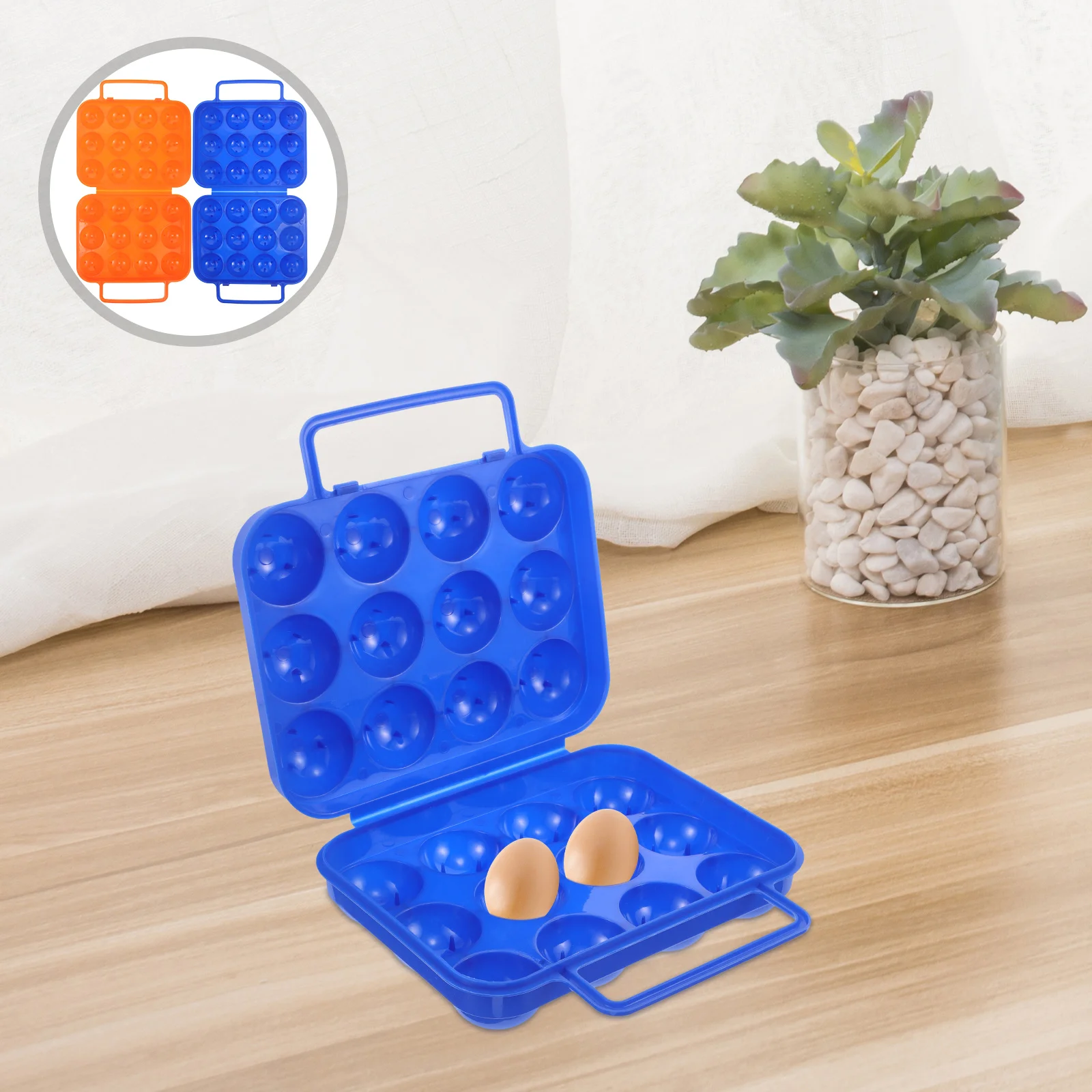 2 Pcs Egg Protection Box Storage for Refrigerator Camping Carriers Container Organizer Blue