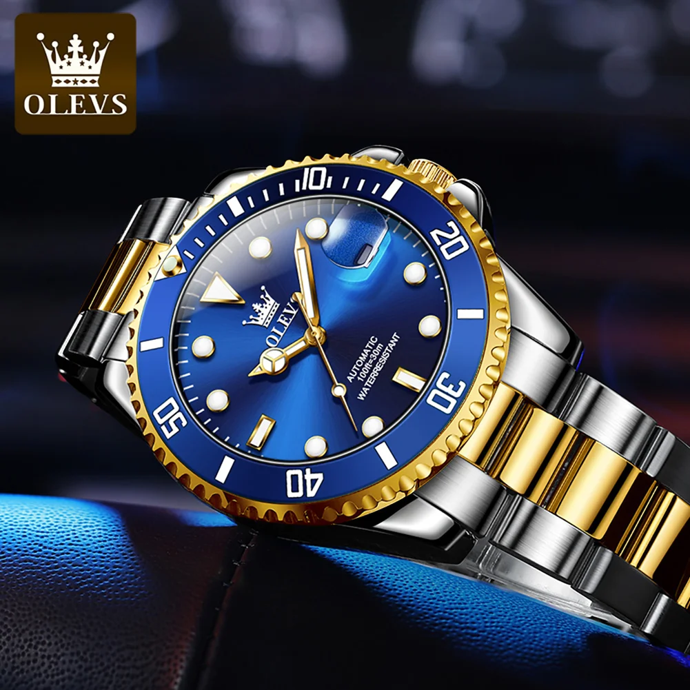 OLEVS 6650 Original Automatic Mechanical Men\'s Watch Night light Waterproof  Stainless steel Men Hand Clock