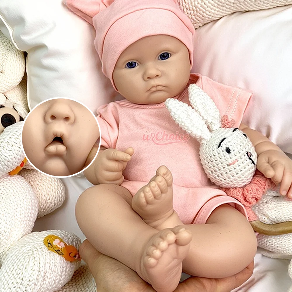 

Open Mouth 18" Soft Newborn Girl Silicone Realistic Handmade Reborn Baby Doll Reborn Bebe Corpo De Silicone Inteiro DIY Artist