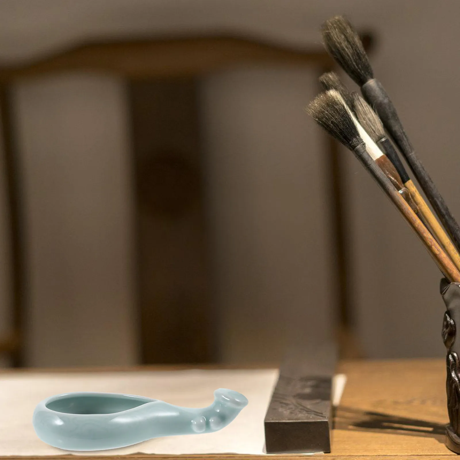 

Керамическая тарелка для чернил, посуда для каллиграфии, контейнер для чернил, подставка для кистей, емкость для воды, декоративное украшение для рабочего стола, китайская культура