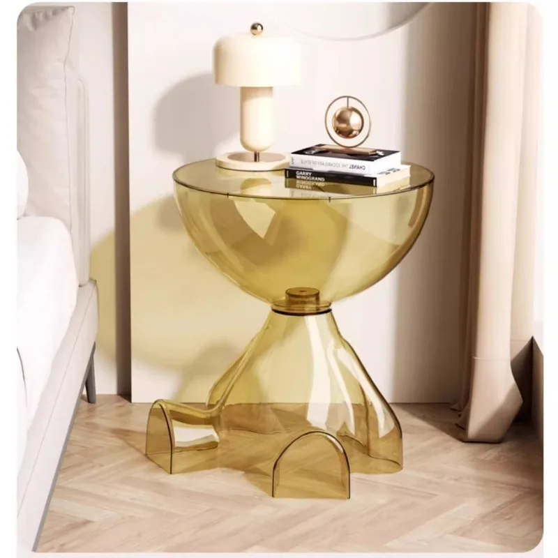 Transparent floor decoration, bear tea table, sofa, living room bedside table, mobile rack, bedside table, tea table