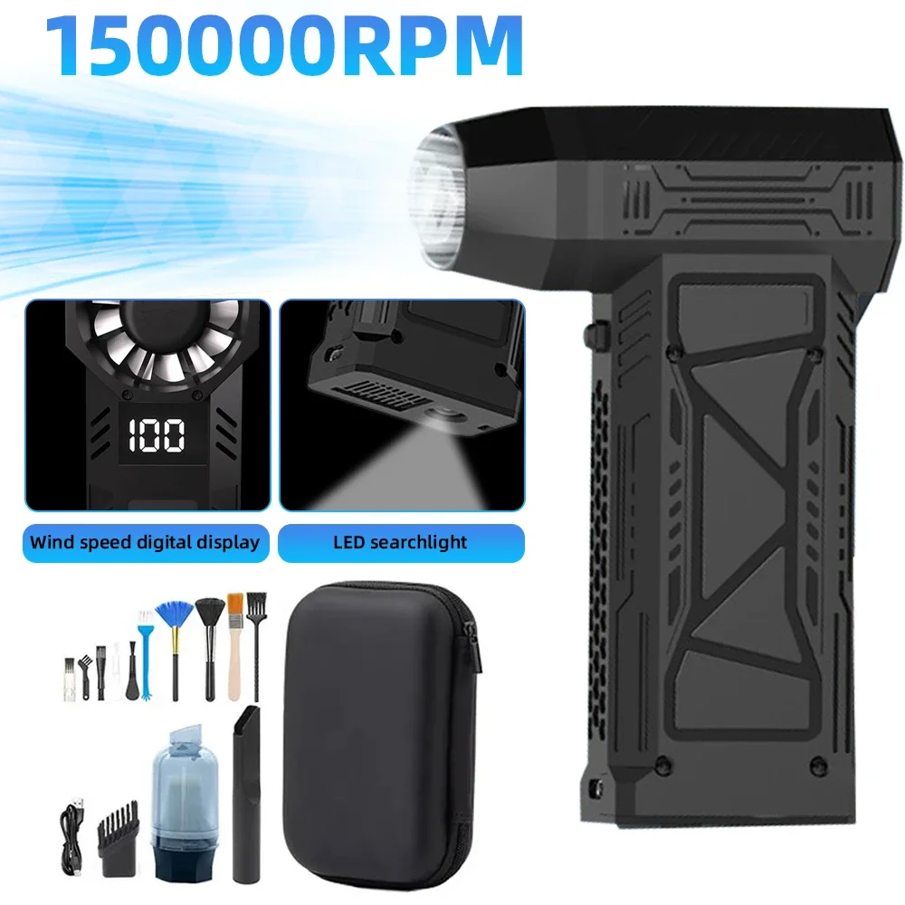 

New 150000RPM Turbo Jet Fan with Led Display&Light Electric Air Duster Adjustable wind speed Blower Rechargeable for car clean