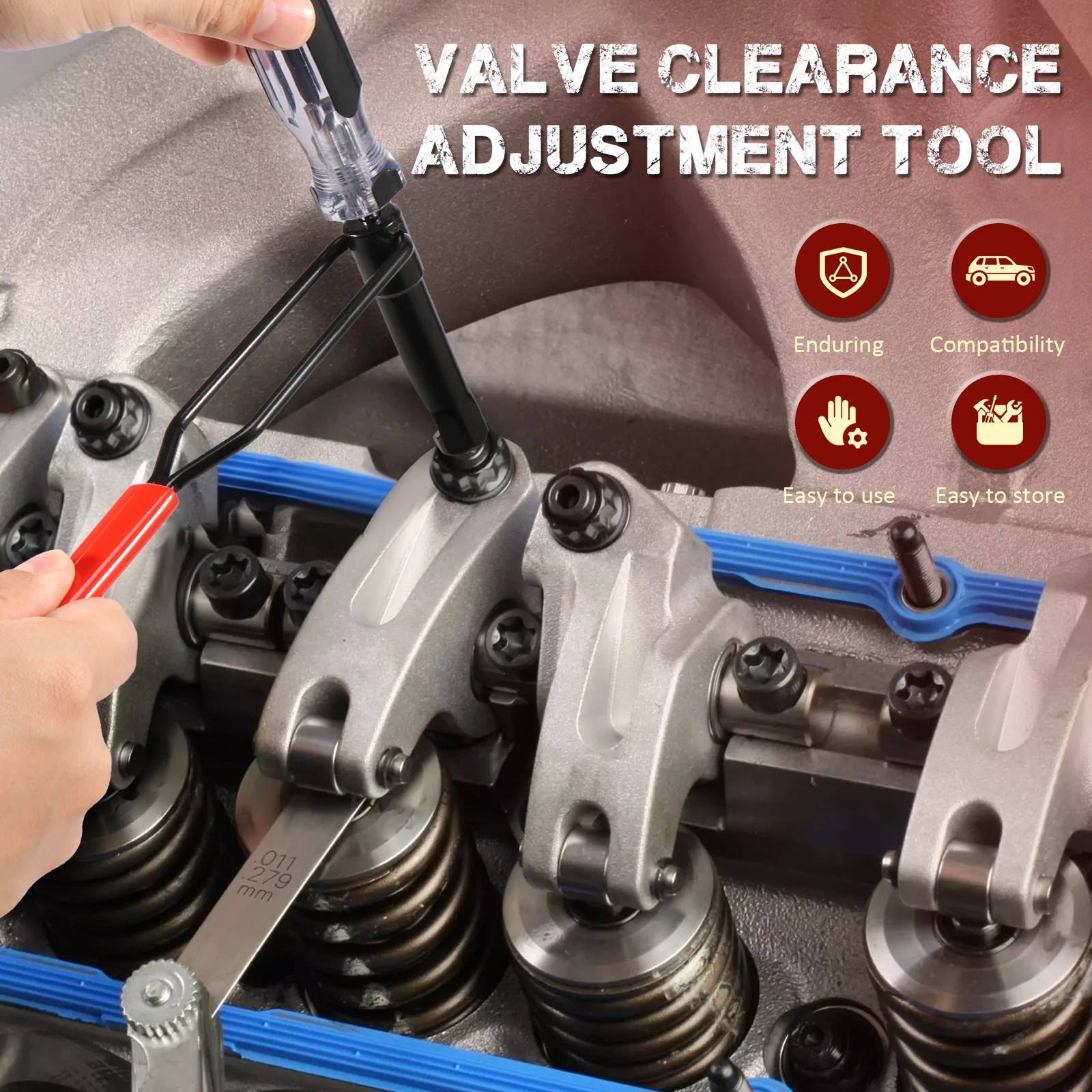 Valve Lash Adjustment Tool Kit Solid Easy to Use Slotted Valve Adjusting Stud Practical Jam Nut Adjustment Tool for Repairing