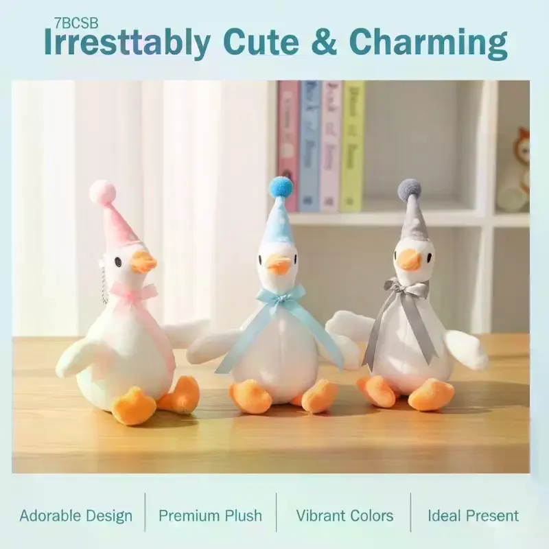 20CM Cute Fluffy Big White Goose Pendant Plush Stuffed Animal Key Chain Bag Car Hanging Gift For Friend Festivals