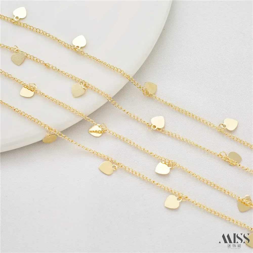 

14 Pack Gold Hanging Heart Peach Heart Flat Piece O-Chain Handmade Chain DIY Bracelet Necklace Loose Chain Jewelry Accessories