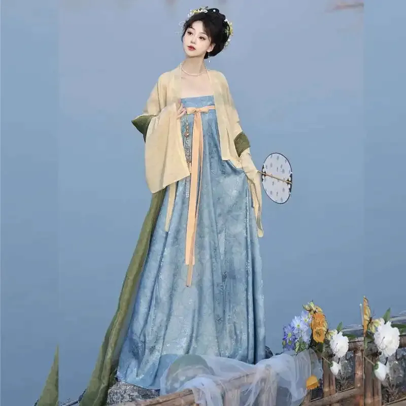 DY20Hanfu 여성 성인 봄 여름 멋진 스타일 Qingqiu 자수 고대 의상 대형 슬리브 개선 Warring States25