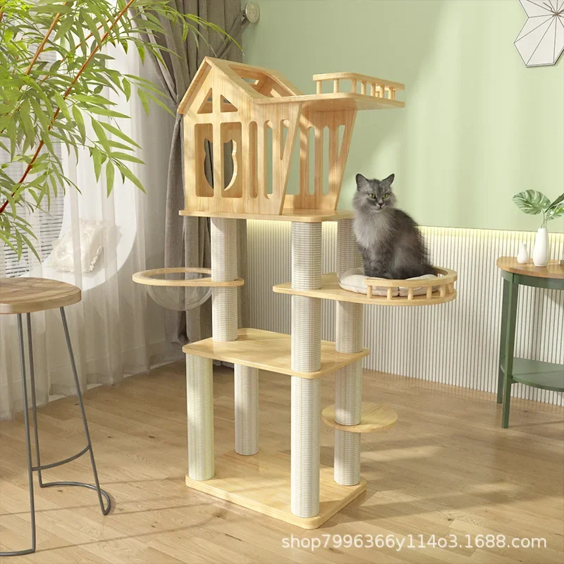 

Wooden solid wood all-season universal cat villa cat nest big climbing frame pet nest frame