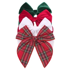 Lazos navideños para el pelo para niñas pequeñas, pinzas para el pelo con Lazo de terciopelo para mamá, accesorios para el pelo rojo y verde a cuadros de Navidad