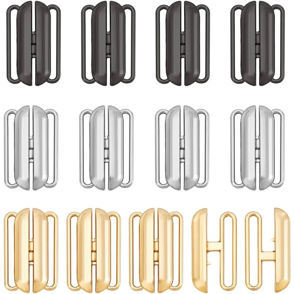 

12pcs 1.2 inch Front Closing Bikini Clasps Bathing Suit Clasp Bra Hooks Front Closure Bikini Buckles for Swinsuit Garment Bra