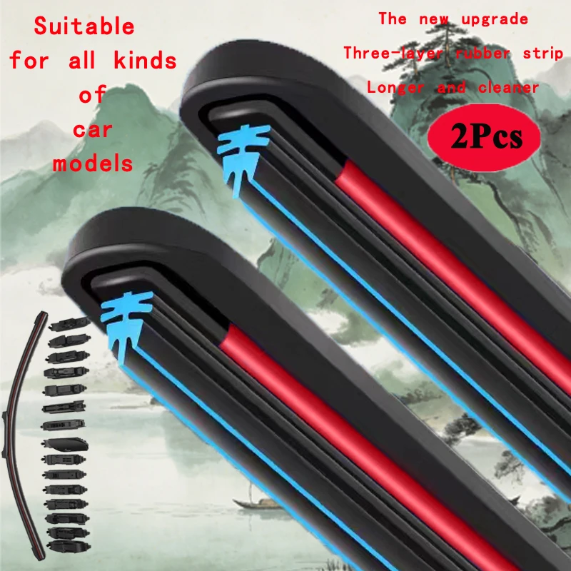 For Nissan Pathfinder SUV R50 R51 1995 2000 2004 2005 2006 2008 2010 2014 Car Brush THREE Rubber Windshield Wiper Blades Winter
